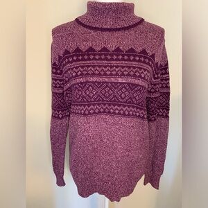 NorthCrest Women Purple Turtleneck Sweater 100% Cotton Size 14-16 Large